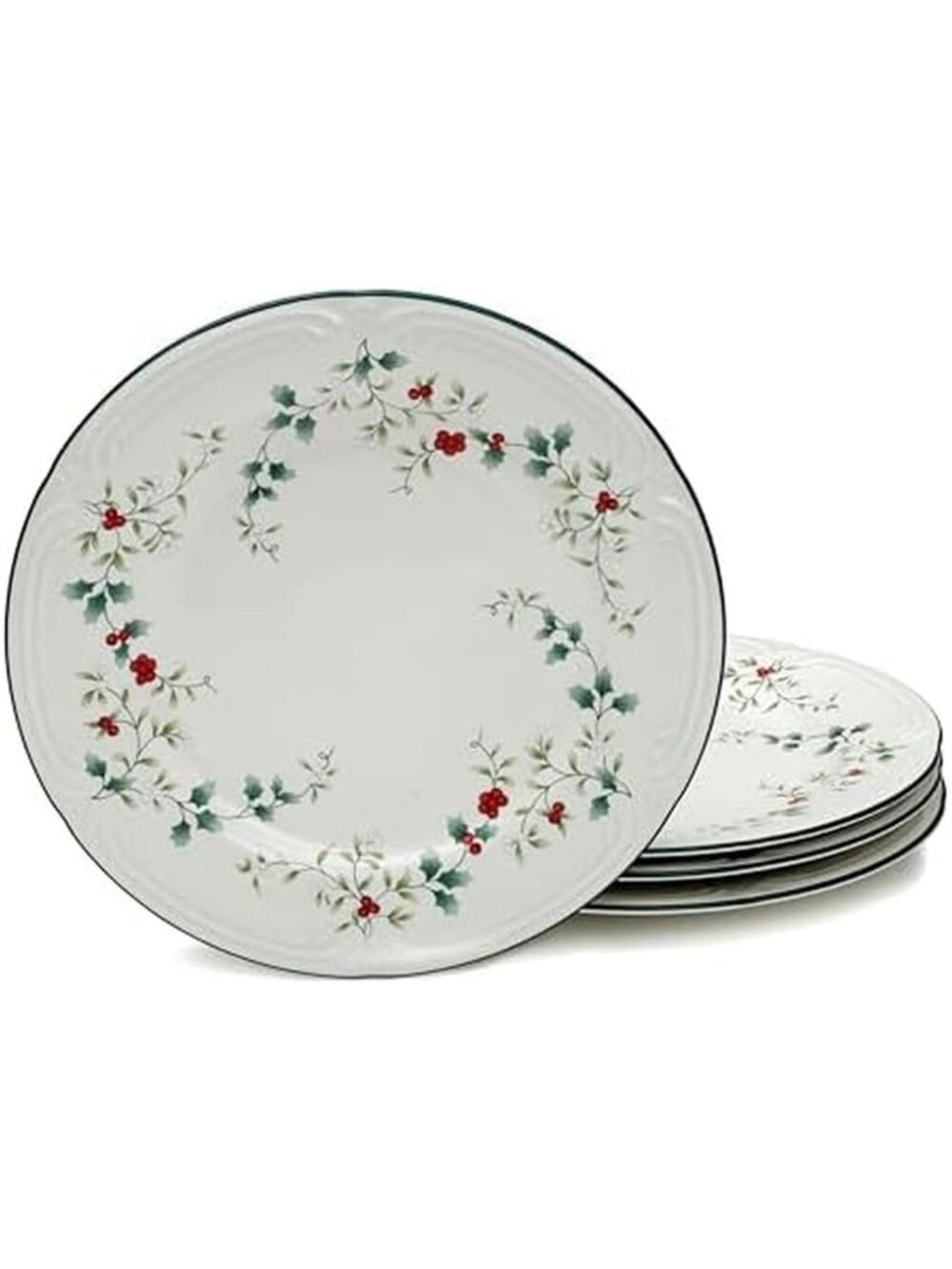 Winterberry Dinner Plates Set of 4 - 10.5-Inch White Ceramic Tableware